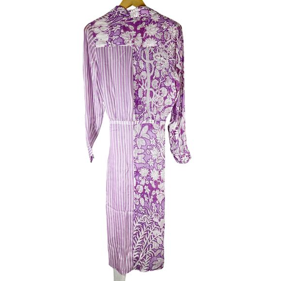 HEMANT & NANDITA Multi-Print Sequin Wrap Midi Dress Size Large - Picture 4 of 12